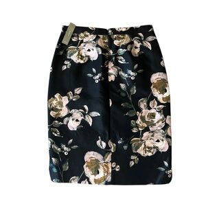 Silk and Wool J. Crew Black Floral Pencil Skirt